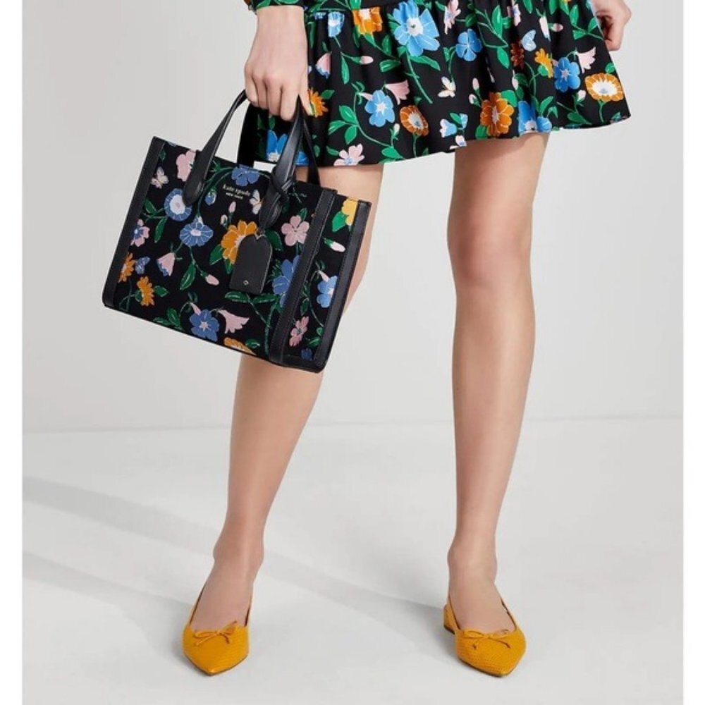 Kate Spade New York Manhattan Black Floral Garden Jacquard Tote Bag NWT - Picture 4 of 6